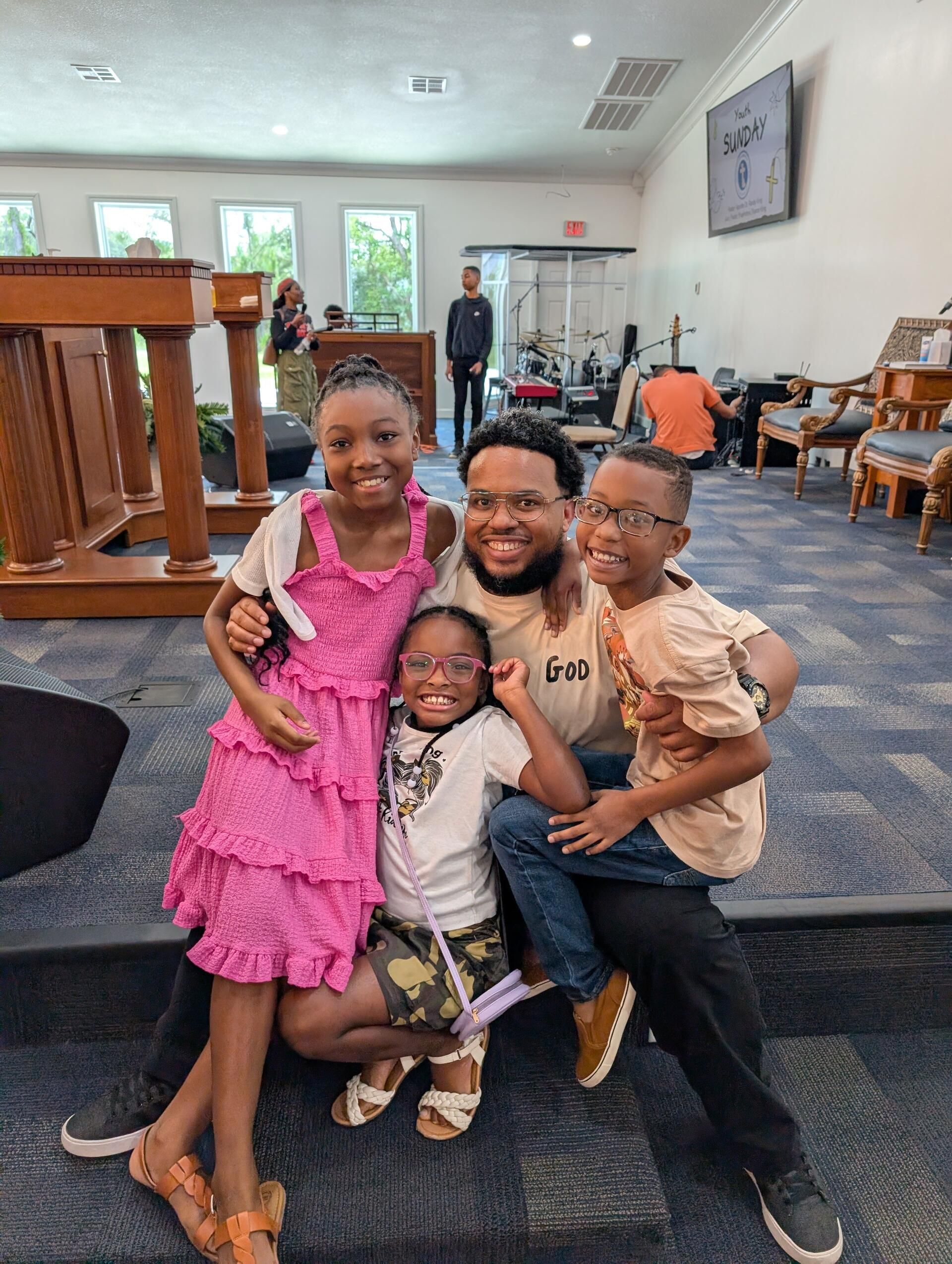 Micah King with local youth