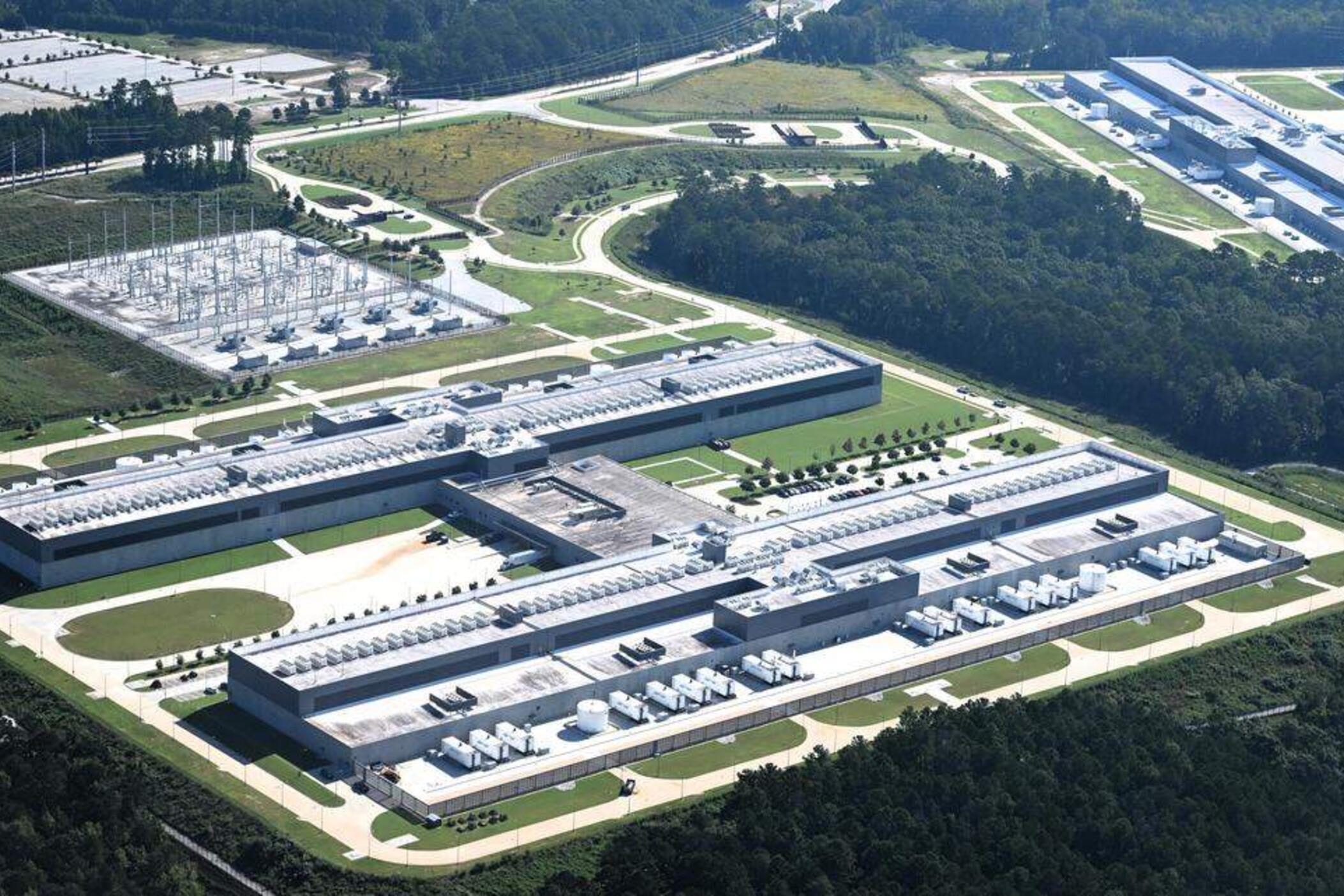 An aerial view of Meta's Stanton Springs Data Center in Newton County, Georgia.